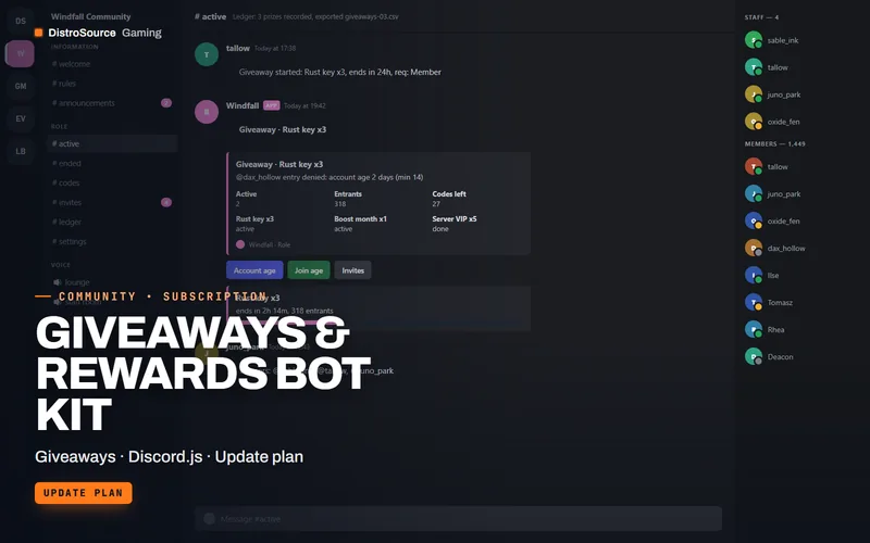 Giveaways & Rewards Bot Kit — Giveaway embed preview
