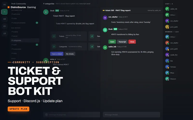 Ticket & Support Bot Kit — Ticket panel preview