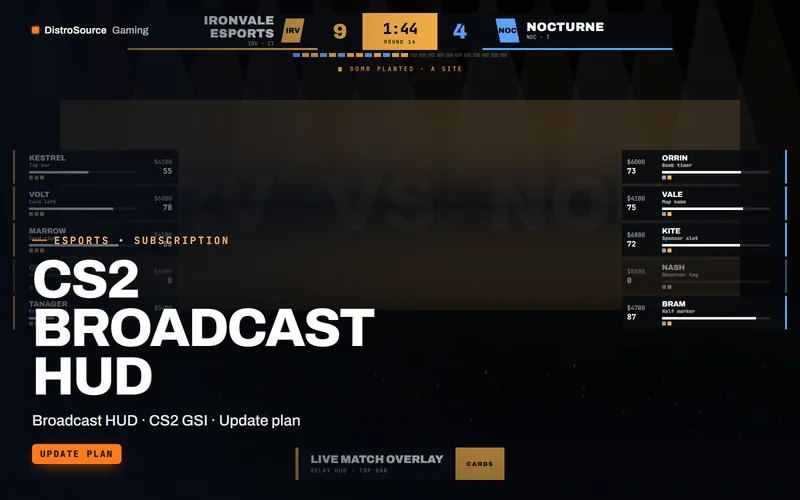 CS2 Broadcast HUD — Live HUD preview