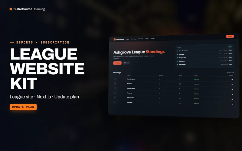 League Website Kit — League home preview
