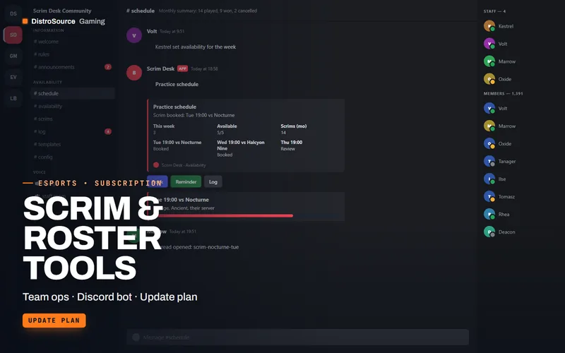 Scrim & Roster Tools — Schedule embed preview