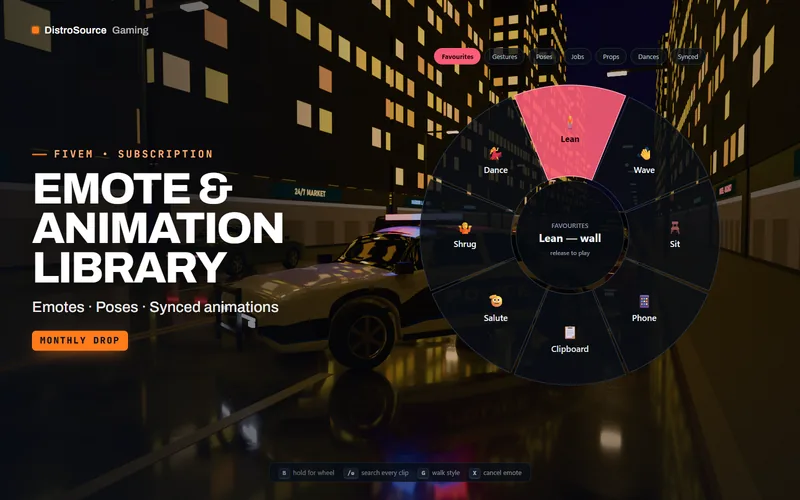 Emote & Animation Library — emote wheel preview