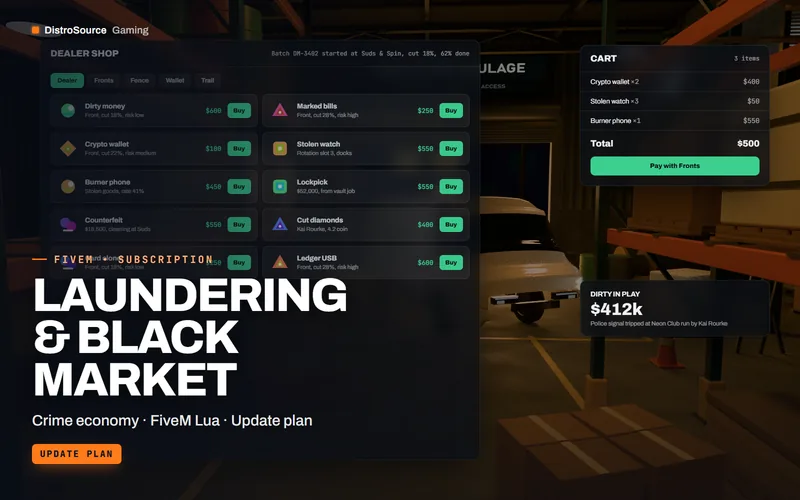 Laundering & Black Market — Dealer shop preview