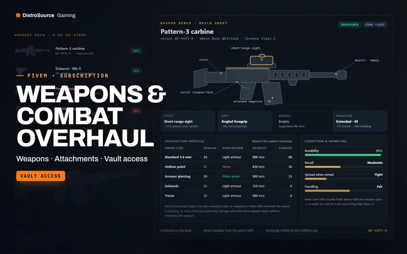 Weapons & Combat Overhaul — armourer's bench preview