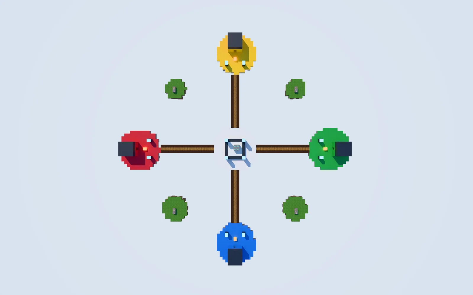Top-down view of the arena showing bases, bridges and the centre objective