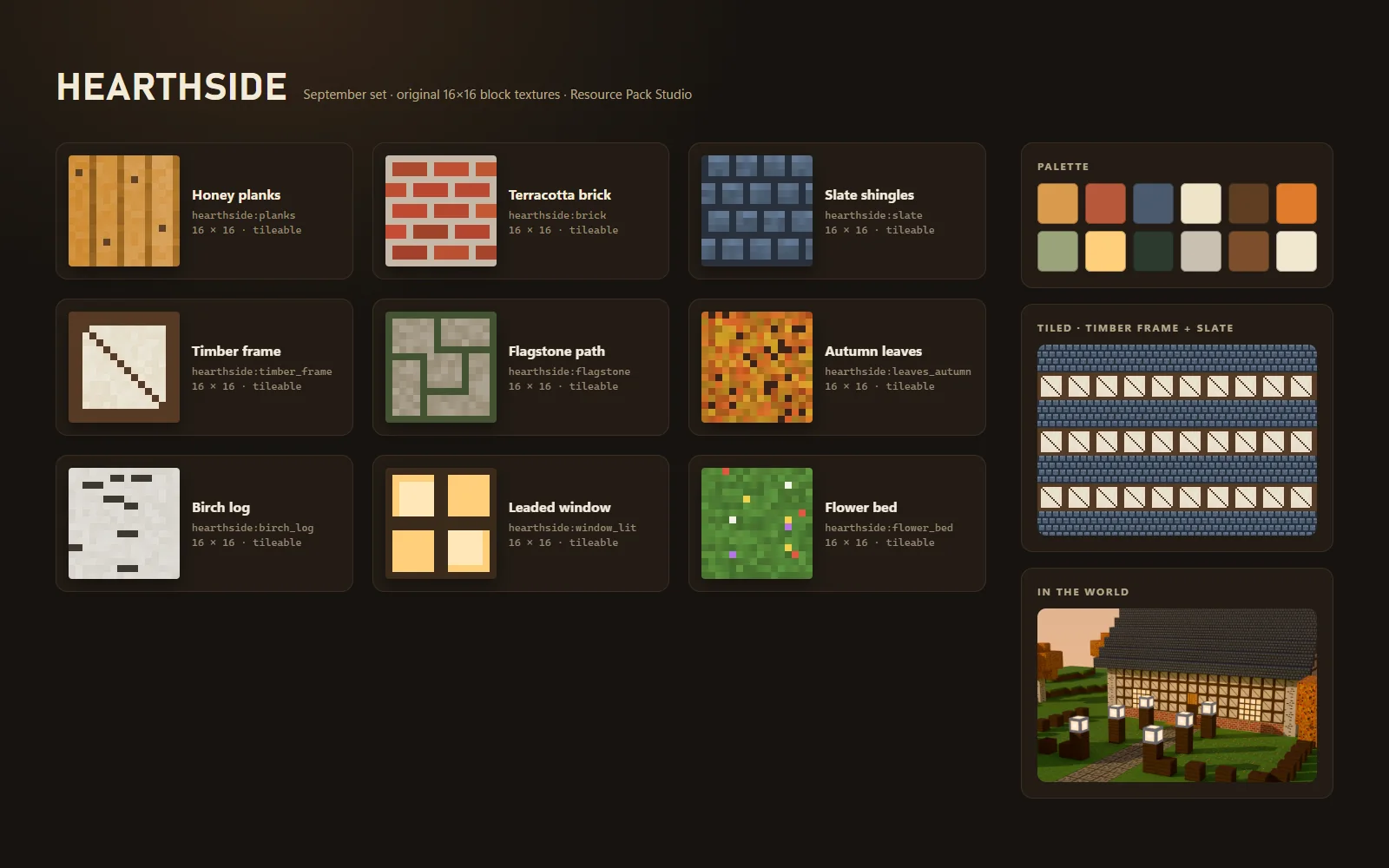Texture sheet of the month's 16×16 block textures at large scale