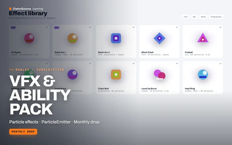 VFX & Ability Pack — Effect library grid preview