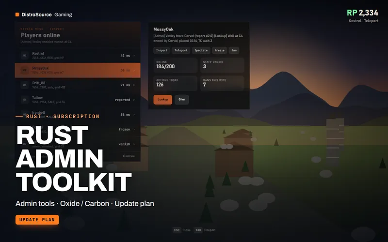 Rust Admin Toolkit — Admin player list preview