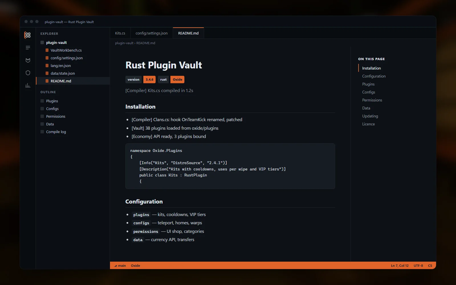 Documentation page for the teleport and homes plugin listing commands, permissions and config keys in a table, with the library index in a side column